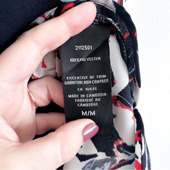 Catherine Malandrino Sleeveless Black Floral Tank Top Blouse Women's M - Picture 5 of 7